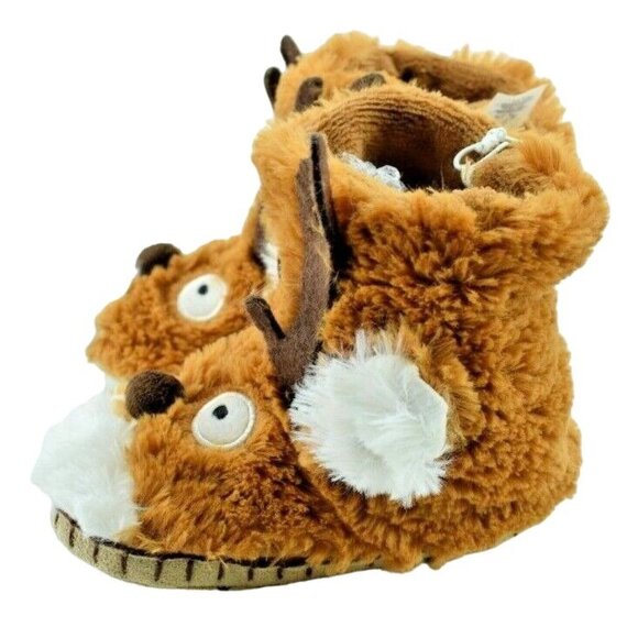 Little Blue House Kids Large 11 to 13 Brown Reindeer Cozy Slouch Slippers New - Picture 3 of 5